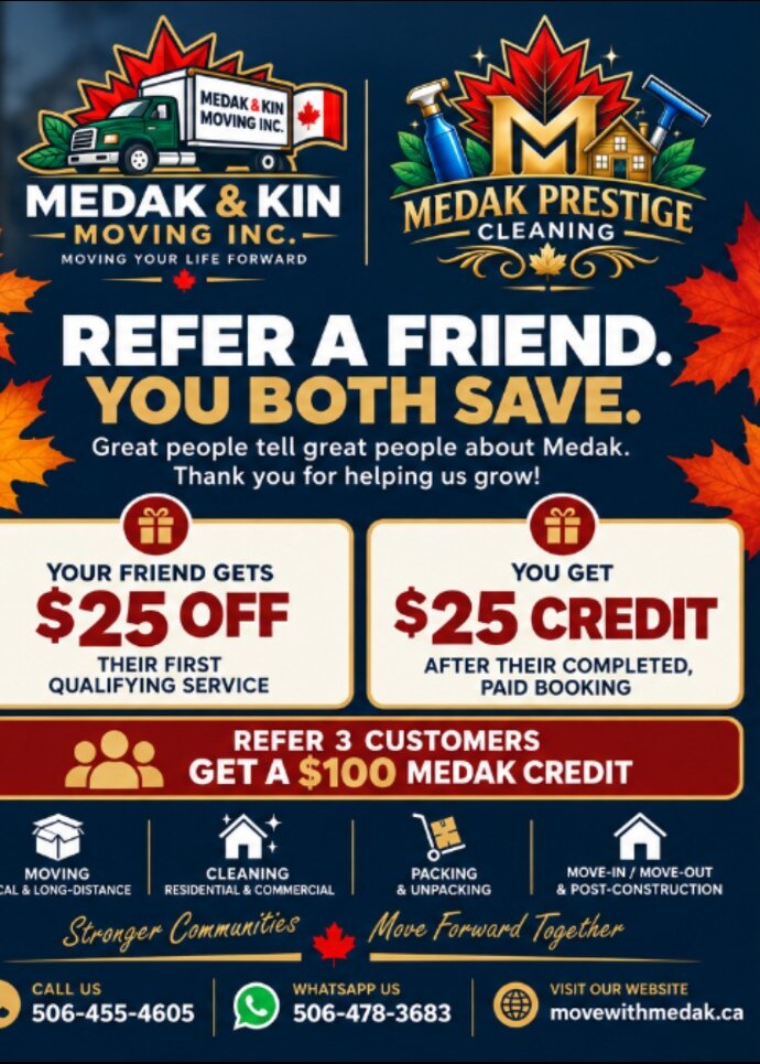 Medak referral promotion: your friend gets $25 off and you receive a $25 credit after their completed paid booking